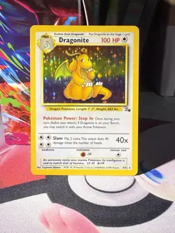 Pokemon TCG Dragonite Fossil Unlimited Holo Rare Card 4/62 LP+ / NM- Condition - Image 4