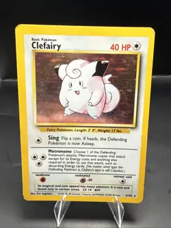 Pokemon TCG Clefairy Base Set Holo Unlimited Rare Card 5/102 A - Image 1
