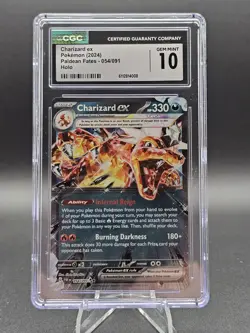 Pokemon TCG Charizard EX Paldean Fates Holo Card 054/091 CGC 10 Gem Mint - Image 1
