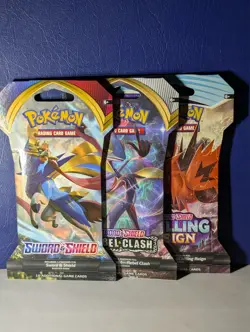 Pokemon Sword and Shield Multiple Set Sleeved Booster Packs Sealed 3 Packs - Image 1