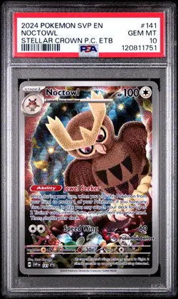 POKEMON PSA 10 Stellar Crown Noctowl 141 Pokemon Center ETB Promo SVP *1751 - Image 1