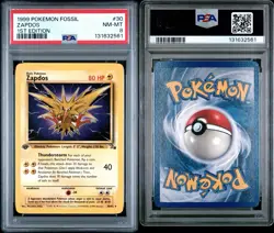 1999 Pokemon Fossil ZAPDOS 1st Edition PSA 8 NM-MT Non Holo #30 - Image 3