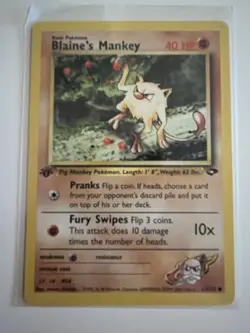 Blaine's Mankey 63/132 1st Edition Common Excellent Condition Gym Challenge WOTC - Image 1