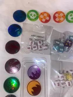 Pokemon TCG Multicolor Plastic D6 CCG Dice, Rowlet Markers Lot - Image 3