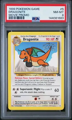1999 POKEMON GAME MOVIE PROMO #5 DRAGONITE PSA 8 - Image 1