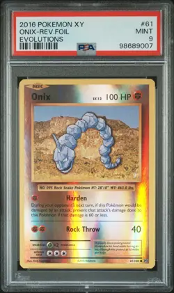 2016 POKEMON XY EVOLUTIONS #61 ONIX-REVERSE FOIL PSA 9 - Image 1