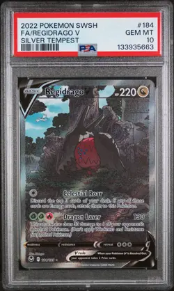 2022 Pokemon Sword & Shield Silver Tempest #184 Regidrago V PSA 10 - Image 1