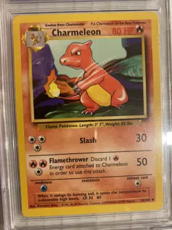 CGC 8 NM/Mint Pokemon Charmeleon 24/102 Base Set Unlimited 1999 Graded - Image 3