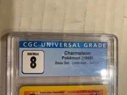 CGC 8 NM/Mint Pokemon Charmeleon 24/102 Base Set Unlimited 1999 Graded - Image 4