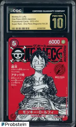 2025 One Piece JPN ST21 Promo Magazine Vol.20 014 Monkey D Luffy CGC 10 PRISTINE - Image 1