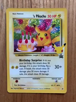 Pokemon Celebrations TCG Birthday Pikachu #24 25th Anniversary Card NM - Image 1