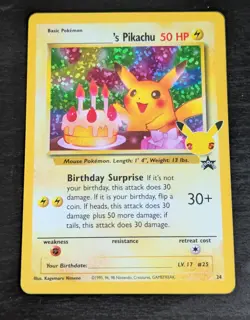 Pokemon TCG Birthday Pikachu #24 Celebrations 25th Anniversary Card NM - Image 1