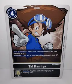 Digimon Card Game - Tai Kamiya - BT2-089 Rare - Black - NM - Image 1