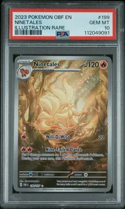 PSA 10 GEM MINT Pokemon Ninetales 199/197 Illustration Rare 2023 Obsidian Flames - Image 1