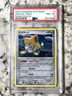 2009 Pokemon Platinum Jirachi Holo Rising Rivals #7 PSA 8 Freshly Graded - Image 1