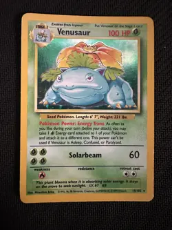 Pokemon TCG: Venusaur 15/102 Holo Rare base set WOTC 1999 Vintage Card - Image 1