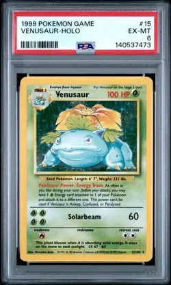 1999 POKEMON GAME #15 VENUSAUR-HOLO PSA 6 EX-MT - Image 1