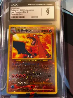 Charizard CGC 9 Pokemon (2000) Japanese Neo Premium File 2 Rev Holo Big Swirl - Image 1