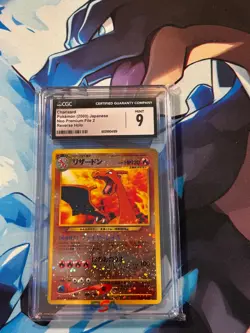 Charizard CGC 9 Pokemon (2000) Japanese Neo Premium File 2 Rev Holo Big Swirl - Image 2