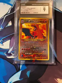 Charizard CGC 9 Pokemon (2000) Japanese Neo Premium File 2 Rev Holo Big Swirl - Image 5