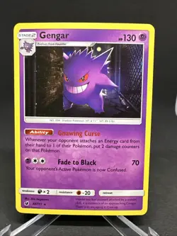 Pokemon TCG Gengar 38/111 Sun & Moon SM Crimson Invasion Holo Rare Card - Image 2