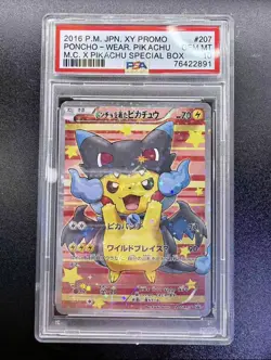 Pokemon 2016 JPN XY PROMO PONCHO-WEARING PIKACHU MEGA CHARIZARD #207 PSA 10 - Image 1