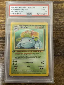 1999 Pokemon German Base Set #15 Venusaur Holo 1st Edition PSA 9 48131090 Graded - Image 1