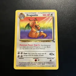 Pokemon TCG Dragonite 19/62 Fossil Rare Non-Holo Card WOTC 1999 Vintage LP - Image 1