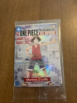 Bandai Namco One Piece CCG Monkey.D.Luffy Foil Promo Card US Voyage - Image 1