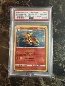2022 POKEMON SWSH BLACK STAR PROMO #075 SPECIAL DELIVERY CHARIZARD-HOLO PSA 8 - Image 1