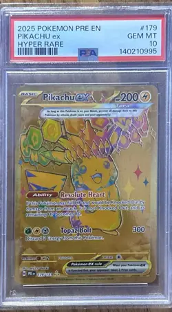 2025 POKEMON PRE EN-PRISMATIC EVOLUTIONS HYPER RARE #179 PIKACHU EX PSA 10 - Image 1