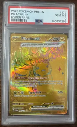 2025 POKEMON PRE EN-PRISMATIC EVOLUTIONS HYPER RARE #179 PIKACHU EX PSA 10 - Image 1