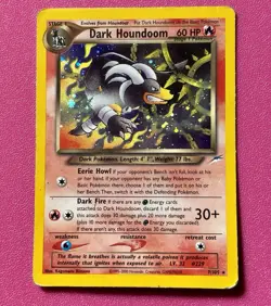 Pokemon Dark Houndoom 7/105 Swirl Neo Destiny Holo Rare Card HP Used - Image 1