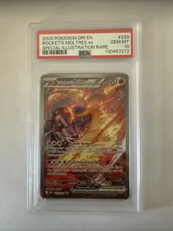 Pokemon TCG Team Rockets Moltres EX Card 229/182 PSA 10 - Image 1