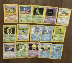 Pokemon TCG Shadowless Lot 15 Cards Base Set WOTC 1999 Squirtle Dratini Gastly + - Image 1