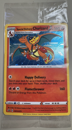 Special Delivery CHARIZARD Pokemon Center Promo Card SEALED SWSH075 IN HAND RARE - Image 1