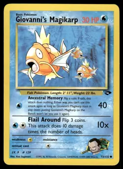 Pokemon Cards Giovanni's Magikarp 73/132 Unlimited Gym Challenge WOTC Common NM - Image 1