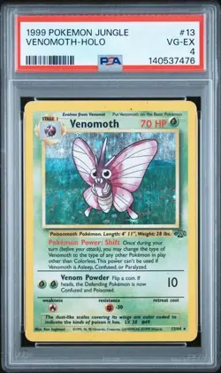 1999 POKEMON JUNGLE #13 VENOMOTH-HOLO PSA 4 VG-EX - Image 1
