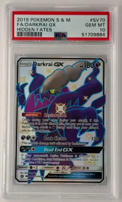 2019 POKEMON SUN & MOON HIDDEN FATES #SV70 FULL ART/DARKRAI GX PSA 10 - Image 1