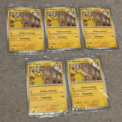5 x TCG Pokemon Pikachu at the Natural History Museum Sealed Jumbo Promo 2026 - Image 1