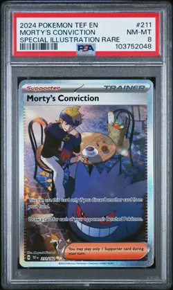 2024 POKEMON TEF EN-TEMPORAL FORCES #211 MORTY'S CONVICTION PSA 8 - Image 1