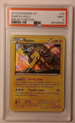 PSA 9 Raikou 55/162 BREAKthrough Holo Rare Pokemon TCG Mint - Image 1