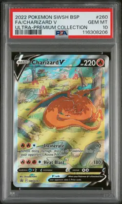 2022 POKEMON SWSH BLACK STAR PROMO #260 FULL ART/CHARIZARD V PSA 10 - Image 1