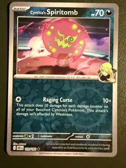 Pokemon TCG Cynthia's Spiritomb 129/182 SV10 Destined Rivals Reverse Holo NM - Image 1
