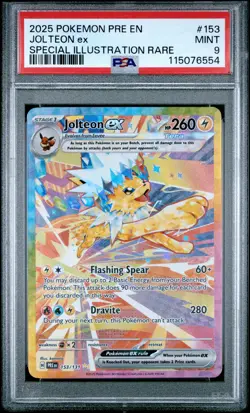 Jolteon ex PSA 9 2025 Pokemon Prismatic Evolutions #153 - Image 1