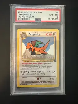 1999 POKEMON GAME MOVIE PROMO #5 DRAGONITE PSA 8 - Image 1