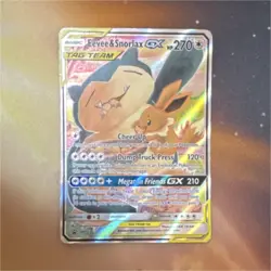 Pokemon TCG Eevee & Snorlax GX SM Promo Holo Card SM169 270HP TAG TEAM Basic - Image 1