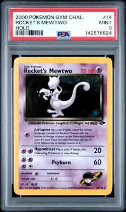 2000 Pokemon ROCKET'S MEWTWO Gym Challenge Set HOLO RARE Card 14/132 PSA 9 MINT - Image 1