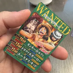 2011 Luffy, kid, law WANTED Japanese One Piece Berry Match Carddass PROMO Card - Image 1