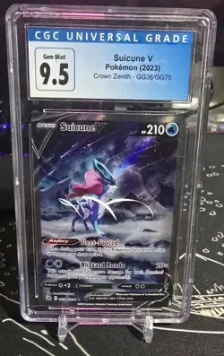 CGC 9.5 Suicune V GG38/GG70 Galarian Gallery Holo Crown Zenith Pokemon Card - Image 1
